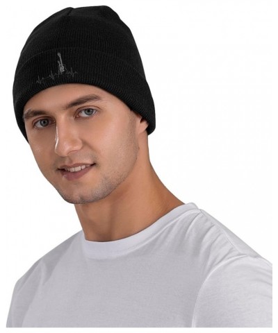 Acoustic Guitar Winter Knitted Hat Soft Warm Beanie Hat Black Black $10.99 Skullies & Beanies