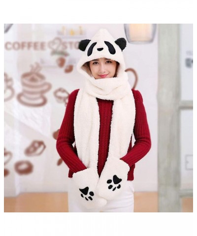 Men Women Sun Protection Hat,Women Cute Cartoon Thick Hat Ear Protectors Warm Plush Hat Scarf Gloves Set White $9.89 Skullies...