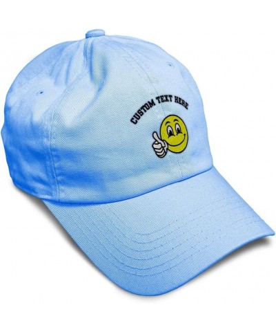 Custom Soft Baseball Cap Smile Smile Happy Face Embroidery Happiness Twill Cotton Dad Hats for Men & Women Light Blue Persona...