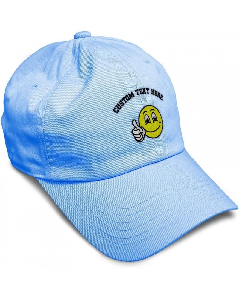 Custom Soft Baseball Cap Smile Smile Happy Face Embroidery Happiness Twill Cotton Dad Hats for Men & Women Light Blue Persona...