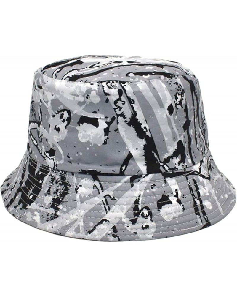 Camouflage Womens Autumn and Winter Printed Fisherman Hat Mens All Travel Tie Dye Summer Bucket Hats for Women Grey $10.58 Bu...