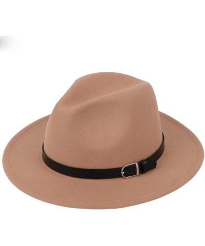 British Fedora Hat Men Women Imitation Woolen Winter Felt Hats Jazz Hat 56-58CM Brown $20.48 Fedoras