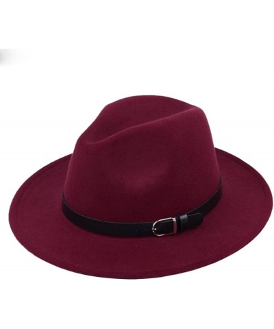 British Fedora Hat Men Women Imitation Woolen Winter Felt Hats Jazz Hat 56-58CM Brown $20.48 Fedoras