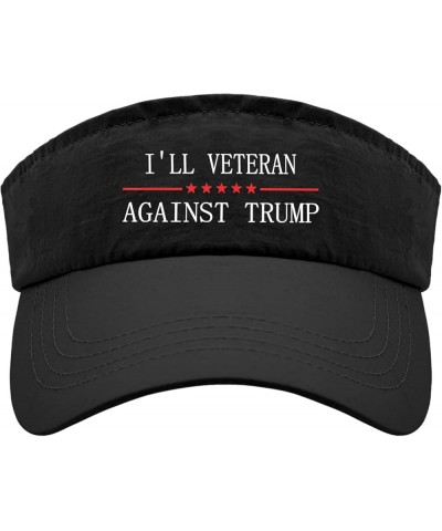 I'll Veteran Against Trump Hats Sun Visor Hats for Women Baseball Hats Retro Beach Hats Allblack $13.91 Visors