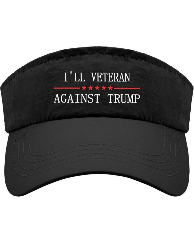 I'll Veteran Against Trump Hats Sun Visor Hats for Women Baseball Hats Retro Beach Hats Allblack $13.91 Visors