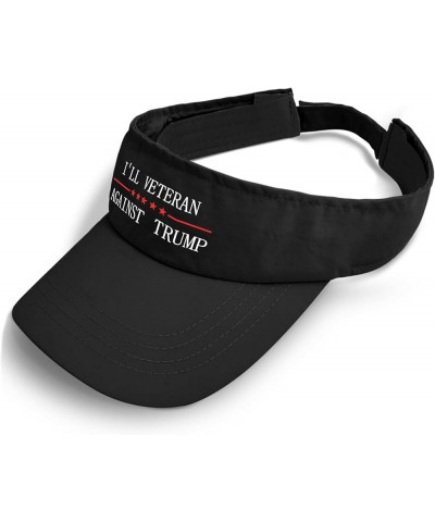 I'll Veteran Against Trump Hats Sun Visor Hats for Women Baseball Hats Retro Beach Hats Allblack $13.91 Visors