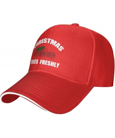 Christmas Trees Freshly Funny Hat Velcro Adjustable Trucker Baseball Cap Men Women Gift Red $9.86 Baseball Caps