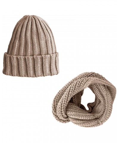 PERU - Alpaca Wool Knit - Beanie Hat Skull Cap + Infinity Cowl Scarf Women's and Men's - Beige $26.49 Skullies & Beanies