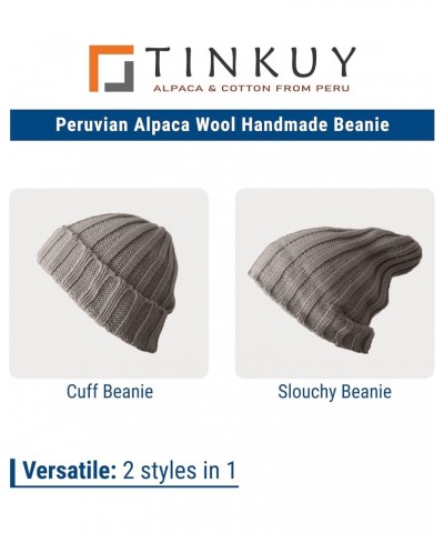 PERU - Alpaca Wool Knit - Beanie Hat Skull Cap + Infinity Cowl Scarf Women's and Men's - Beige $26.49 Skullies & Beanies