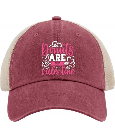 Cowgirl hat Pink Donuts are My Valentine dad hat Gardening hat Gifts for Men Baseball Hats Wine Red02 $11.79 Cowboy Hats