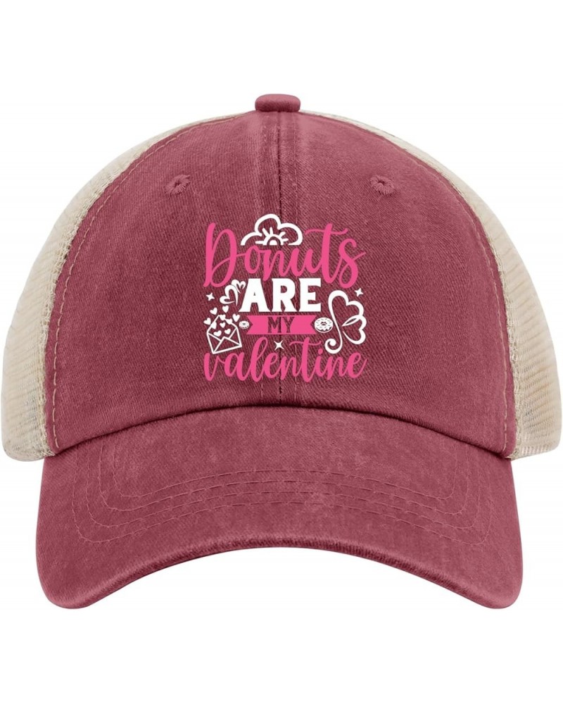 Cowgirl hat Pink Donuts are My Valentine dad hat Gardening hat Gifts for Men Baseball Hats Wine Red02 $11.79 Cowboy Hats