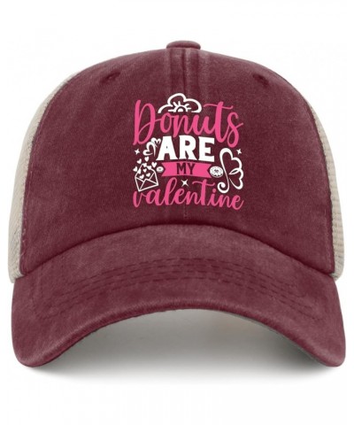 Cowgirl hat Pink Donuts are My Valentine dad hat Gardening hat Gifts for Men Baseball Hats Wine Red02 $11.79 Cowboy Hats