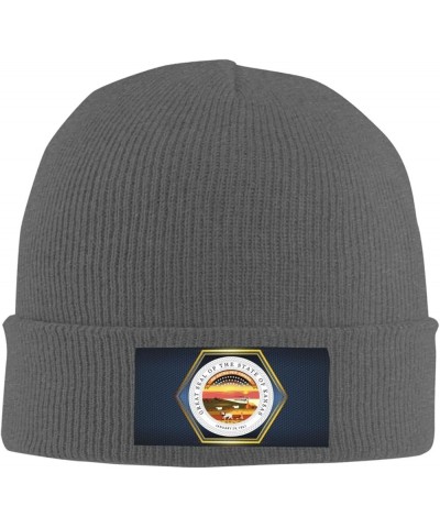 Seal of Kansas Knitted Hat Acrylic Cold Weather Hat Warm Brimless hat Elastic Force Caps Deep Heather $10.82 Skullies & Beanies