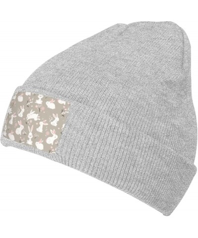 Easter Bunny Floral Print Unisex Beanie Hats Winter Warm Hats Knit Hat Slouchy Skull Cap Adult Casual Hat Gray $10.52 Skullie...