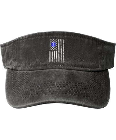 American EMT Flag Sun Hat Sun Visor Hats for Women Men Baseball Cap Golf Hats Black $12.31 Visors