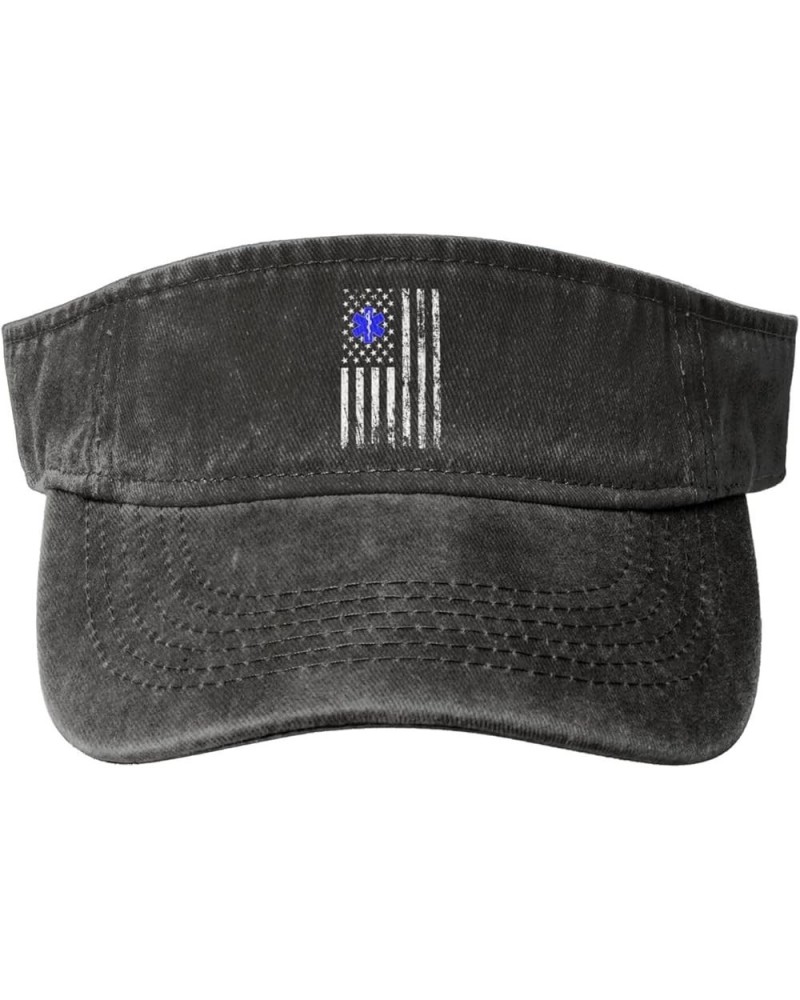 American EMT Flag Sun Hat Sun Visor Hats for Women Men Baseball Cap Golf Hats Black $12.31 Visors