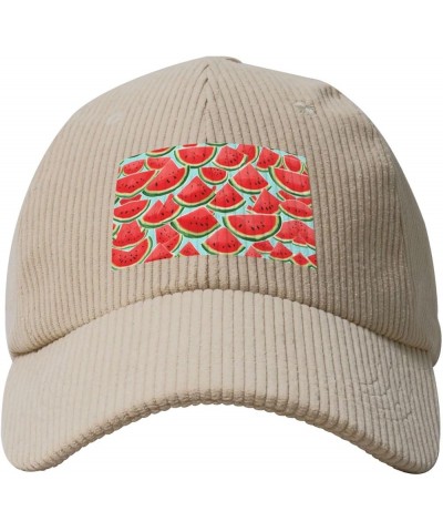 Beige Corduroy Baseball Cap Hat Fashion Men Women Casual Fashion Curved Eaves Red Watermelon Picture Beige $13.38 Baseball Caps