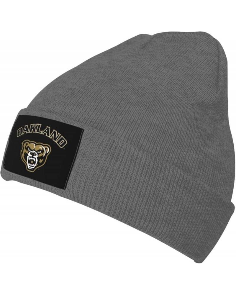 Oakland University-Logo Ribbed Knit Cap Beanie Hats for Men Women, Warm Cozy Knitted Cuffed Cap Deep Heather $7.00 Skullies &...