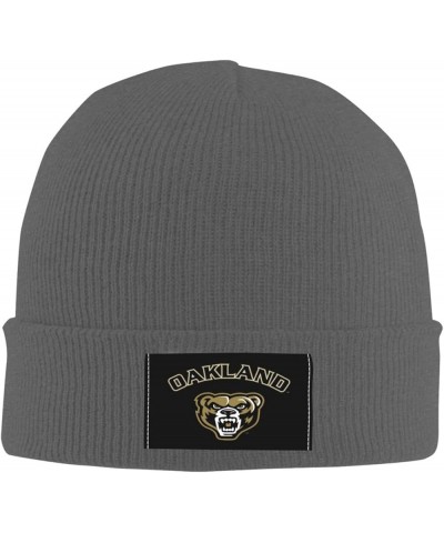 Oakland University-Logo Ribbed Knit Cap Beanie Hats for Men Women, Warm Cozy Knitted Cuffed Cap Deep Heather $7.00 Skullies &...