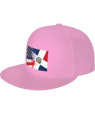 Flag of The Dominican Republic and USA Flag Denim Hats Cowboy Knit hat Fisherman's hat Baseball Caps Pink $14.30 Baseball Caps