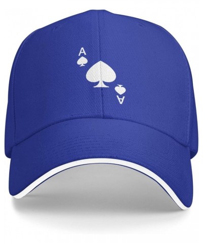 Ace of Spades Poker Men Womens Sandwich Hat Classic Adjustable Trucker Hat Dad Hat Black Blue $16.19 Baseball Caps