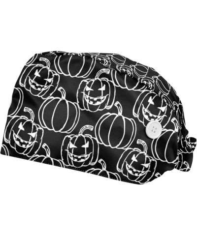 Halloween Pumpkin Working Cap with Button Long Hair Adjustable Working Hat Ponytail Holder 2 Pcs Tie Back Hats Color 8 $10.77...