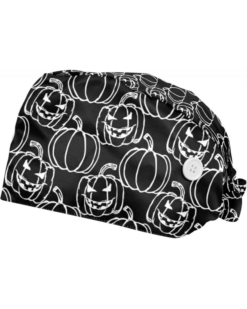 Halloween Pumpkin Working Cap with Button Long Hair Adjustable Working Hat Ponytail Holder 2 Pcs Tie Back Hats Color 8 $10.77...