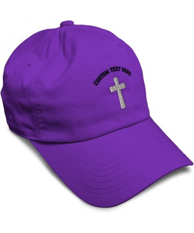 Custom Soft Baseball Cap Cone Cross White Embroidery God Twill Cotton Dad Hats for Men & Women Purple Personalized Text Here ...