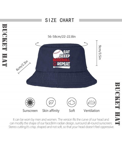 Eat Sleep Baseball Repeat Bucket Hats Bucket Hat Packable Womens Hat Dance Accessories for Beach Must Haves Navy $10.44 Bucke...