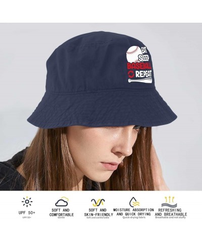 Eat Sleep Baseball Repeat Bucket Hats Bucket Hat Packable Womens Hat Dance Accessories for Beach Must Haves Navy $10.44 Bucke...