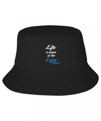 Life is Better at The Lake Stylish and Protective Bucket Hat for Women and Men,Perfect for Outdoor Activities Black $9.84 Buc...