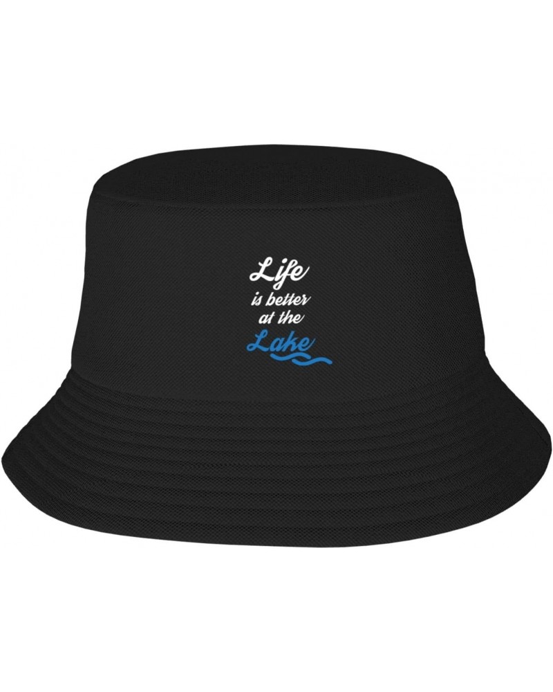 Life is Better at The Lake Stylish and Protective Bucket Hat for Women and Men,Perfect for Outdoor Activities Black $9.84 Buc...