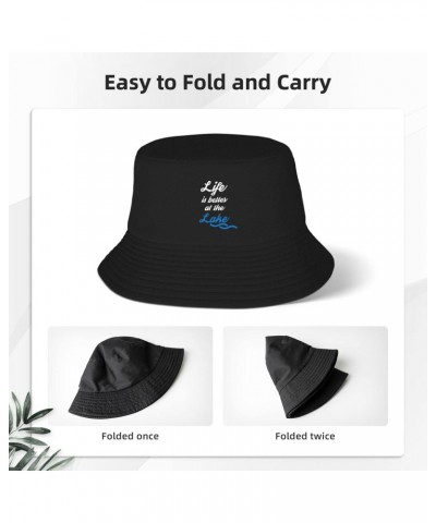 Life is Better at The Lake Stylish and Protective Bucket Hat for Women and Men,Perfect for Outdoor Activities Black $9.84 Buc...