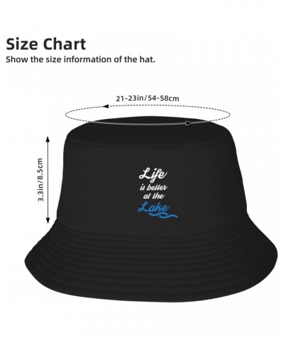 Life is Better at The Lake Stylish and Protective Bucket Hat for Women and Men,Perfect for Outdoor Activities Black $9.84 Buc...