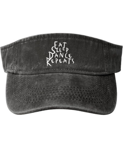 Eat Sleep Dance Repeats Sport Sun Visor Hats for Men & Women Adjustable Empty Top Baseball Cap,Black Black $10.43 Visors