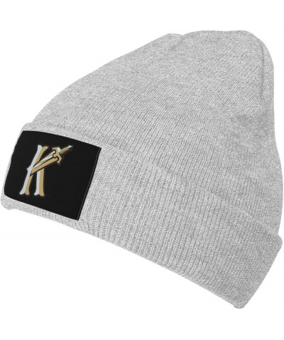 Charlotte Knights Logo Ribbed Knit Cap Beanie Hats for Men Women, Warm Cozy Knitted Cuffed Cap Gray $8.11 Skullies & Beanies