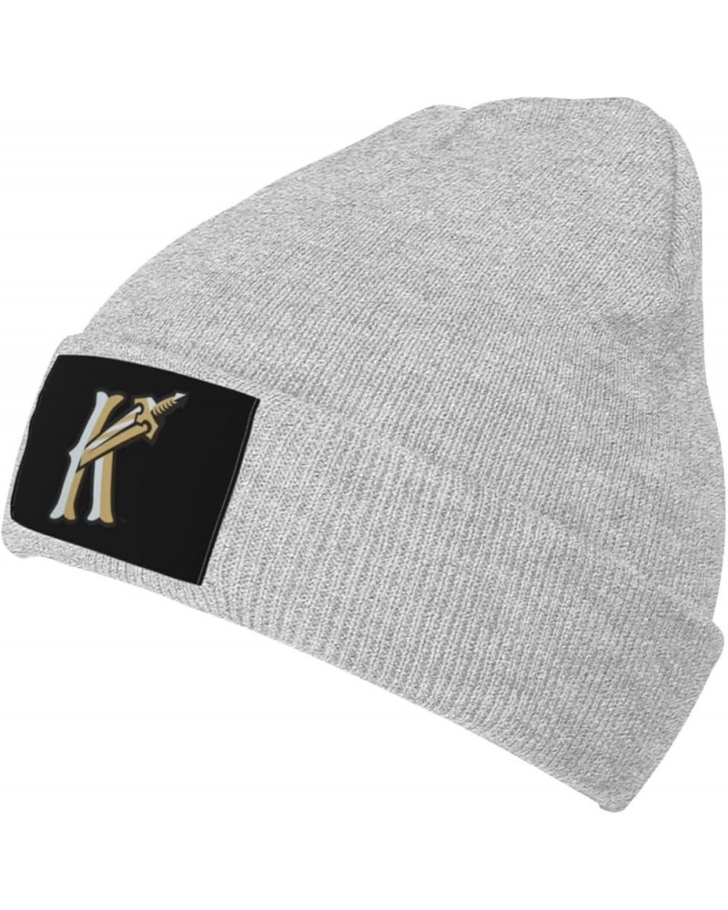 Charlotte Knights Logo Ribbed Knit Cap Beanie Hats for Men Women, Warm Cozy Knitted Cuffed Cap Gray $8.11 Skullies & Beanies