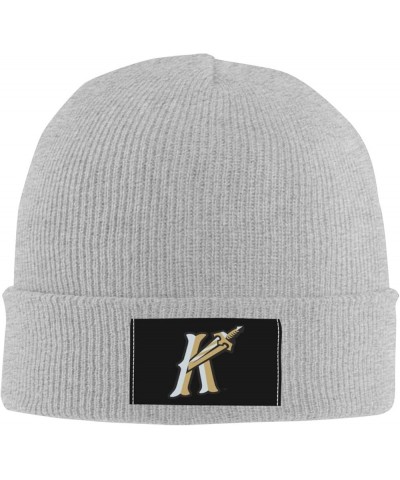 Charlotte Knights Logo Ribbed Knit Cap Beanie Hats for Men Women, Warm Cozy Knitted Cuffed Cap Gray $8.11 Skullies & Beanies