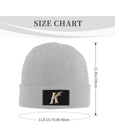 Charlotte Knights Logo Ribbed Knit Cap Beanie Hats for Men Women, Warm Cozy Knitted Cuffed Cap Gray $8.11 Skullies & Beanies