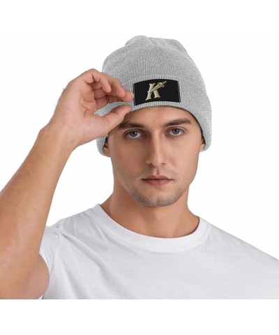 Charlotte Knights Logo Ribbed Knit Cap Beanie Hats for Men Women, Warm Cozy Knitted Cuffed Cap Gray $8.11 Skullies & Beanies