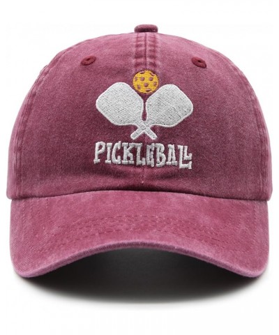 Pickleball Baseball Cap for Men Women, Adjustable Washed Vintage Pickle Ball Hat Red $9.53 Baseball Caps