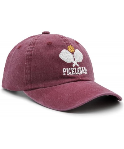 Pickleball Baseball Cap for Men Women, Adjustable Washed Vintage Pickle Ball Hat Red $9.53 Baseball Caps