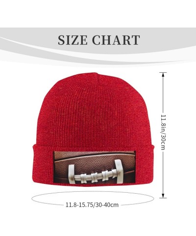 American Football Laces Print Knit Hat Winter Knit Hat for Men Women Red $14.56 Skullies & Beanies